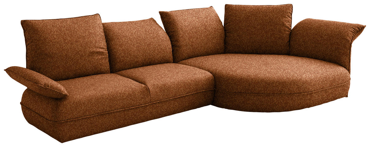 ECKSOFA Chenille Rostfarben  - Rostfarben/Schwarz, Design, Kunststoff/Textil (343/154cm) - Koinor