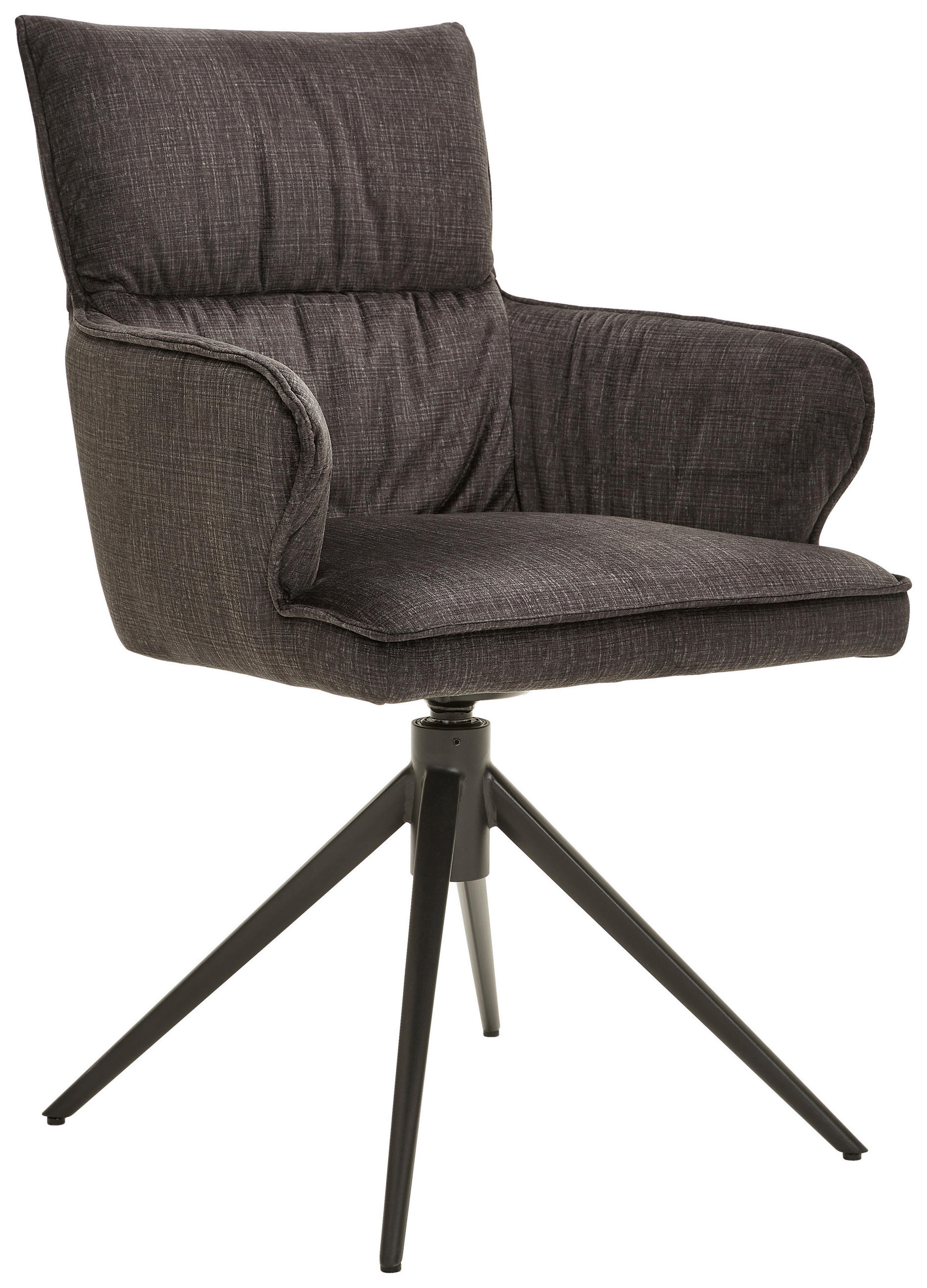 ARMLEHNSTUHL in Eisen Velours - Anthrazit/Schwarz, Design, Textil/Metall (58/91/62cm) - Dieter Knoll