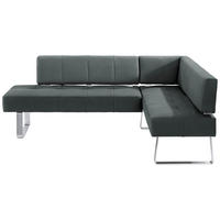 ECKBANK 227/165 cm Mikrofaser Edelstahlfarben, Dunkelgrau Metall   - Edelstahlfarben/Dunkelgrau, Design, Textil/Metall (227/165cm) - Moderano