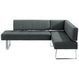 ECKBANK 227/165 cm  in Edelstahlfarben, Dunkelgrau  - Edelstahlfarben/Dunkelgrau, Design, Textil/Metall (227/165cm) - Moderano