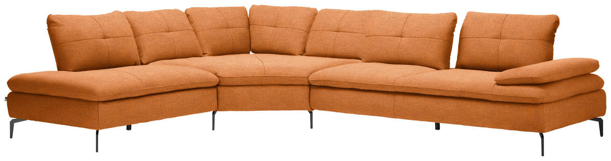 ECKSOFA in Flachgewebe Orange, Rostfarben  - Rostfarben/Schwarz, Design, Textil/Metall (271/344cm) - Chilliano