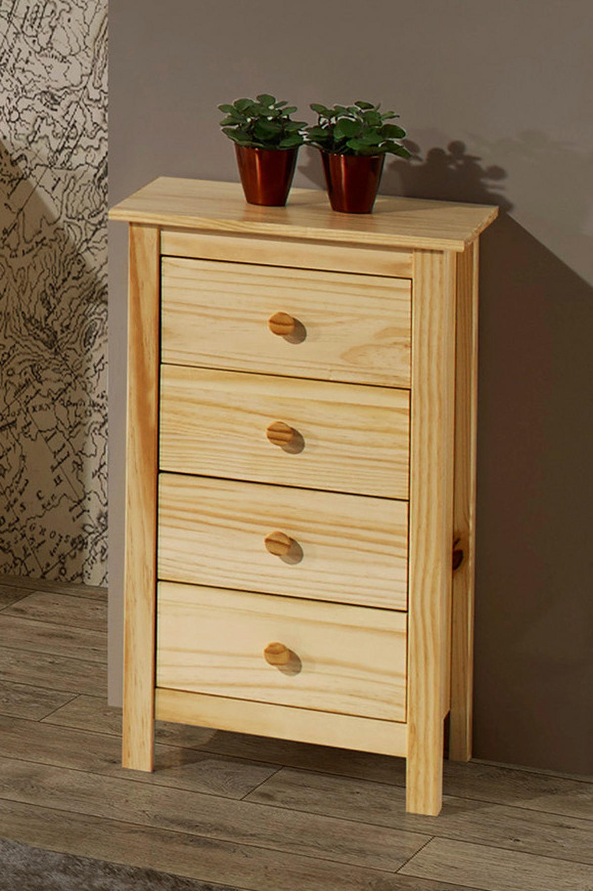 KOMMODE  in 46/80/35 cm  - Naturfarben, Natur, Holz (46/80/35cm) - Livetastic