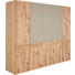 DREHTÜRENSCHRANK 5 -türig Eiche furniert, mehrschichtige Massivholzplatte (Tischlerplatte) Eichefarben, Grau - Eichefarben/Grau, Design, Glas/Holz (252/226/63cm) - VOGLAUER