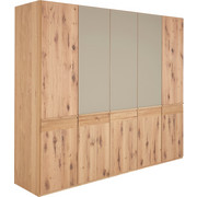 DREHTÜRENSCHRANK in furniert, mehrschichtige Massivholzplatte (Tischlerplatte) Eiche Eichefarben, Grau - Eichefarben/Grau, Natur, Glas/Holz (252/226/63cm) - Voglauer