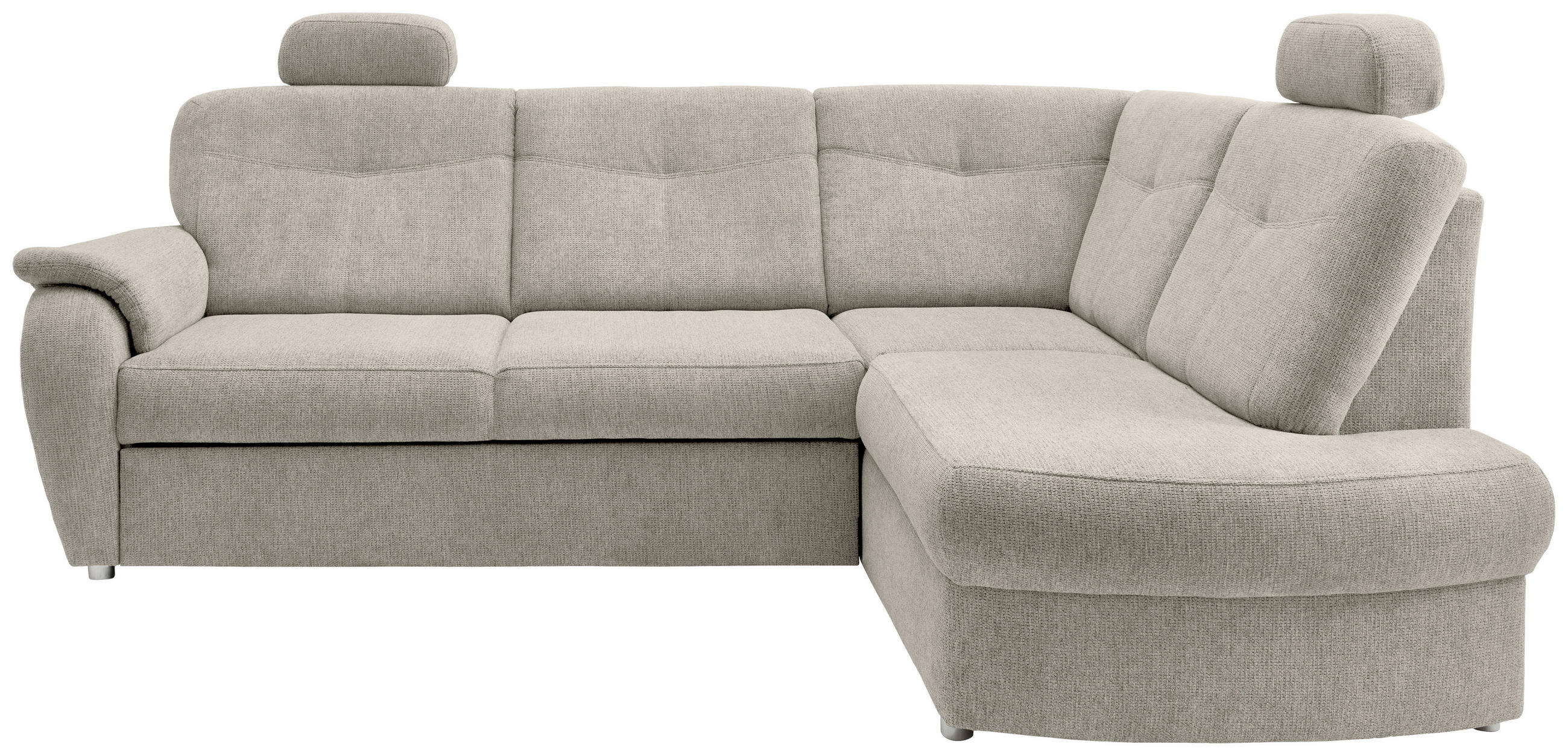 ECKSCHLAFSOFA Chenille Beige  - Chromfarben/Beige, Modern, Kunststoff/Textil (264/180cm) - Livetastic
