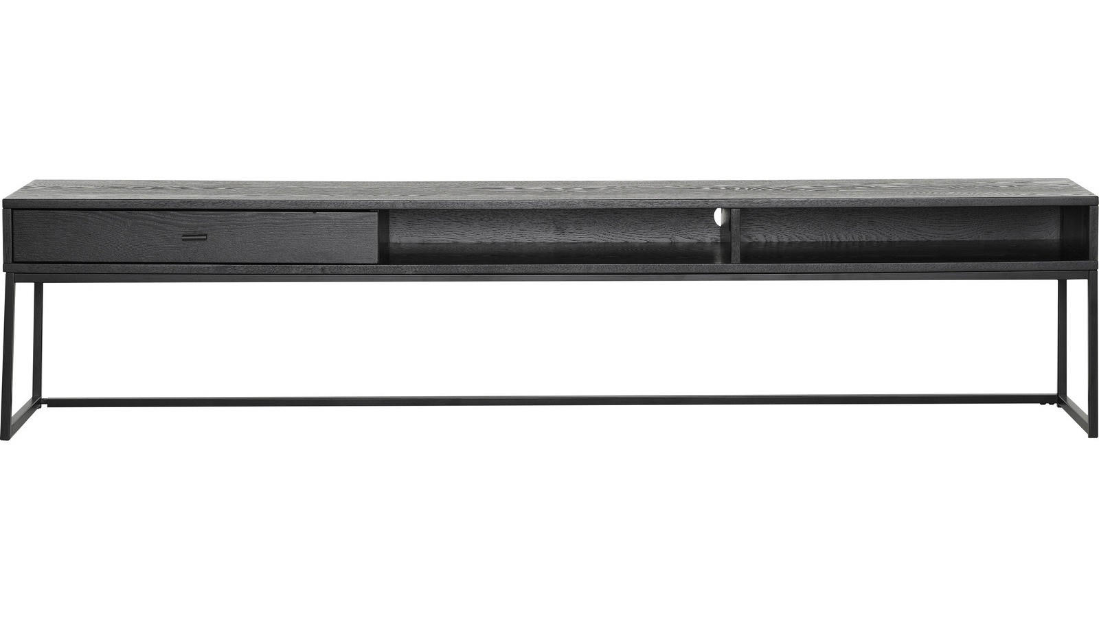 TV-BÄNK i delar i massivt trä, faner ask svart  - svart, Design, metall/trä (180/40/35cm) - Best Price