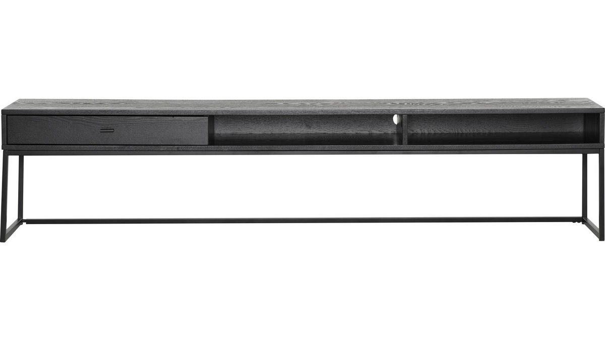 TV-BÄNK i delar i massivt trä, faner ask svart  - svart, Design, metall/trä (180/40/35cm) - Best Price