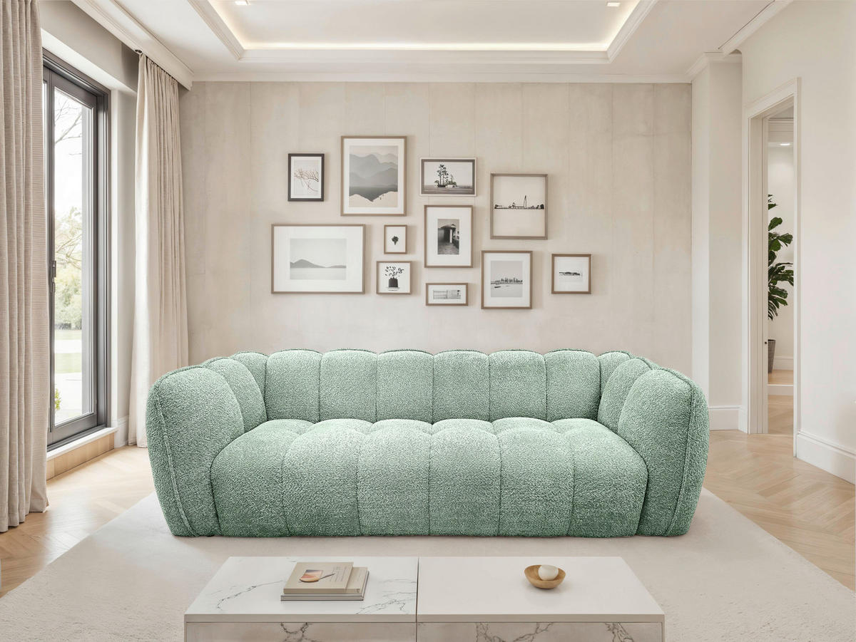 BIGSOFA Chenille Mintgrün  - Schwarz/Mintgrün, MODERN, Kunststoff/Textil (235/73/103cm) - Carryhome