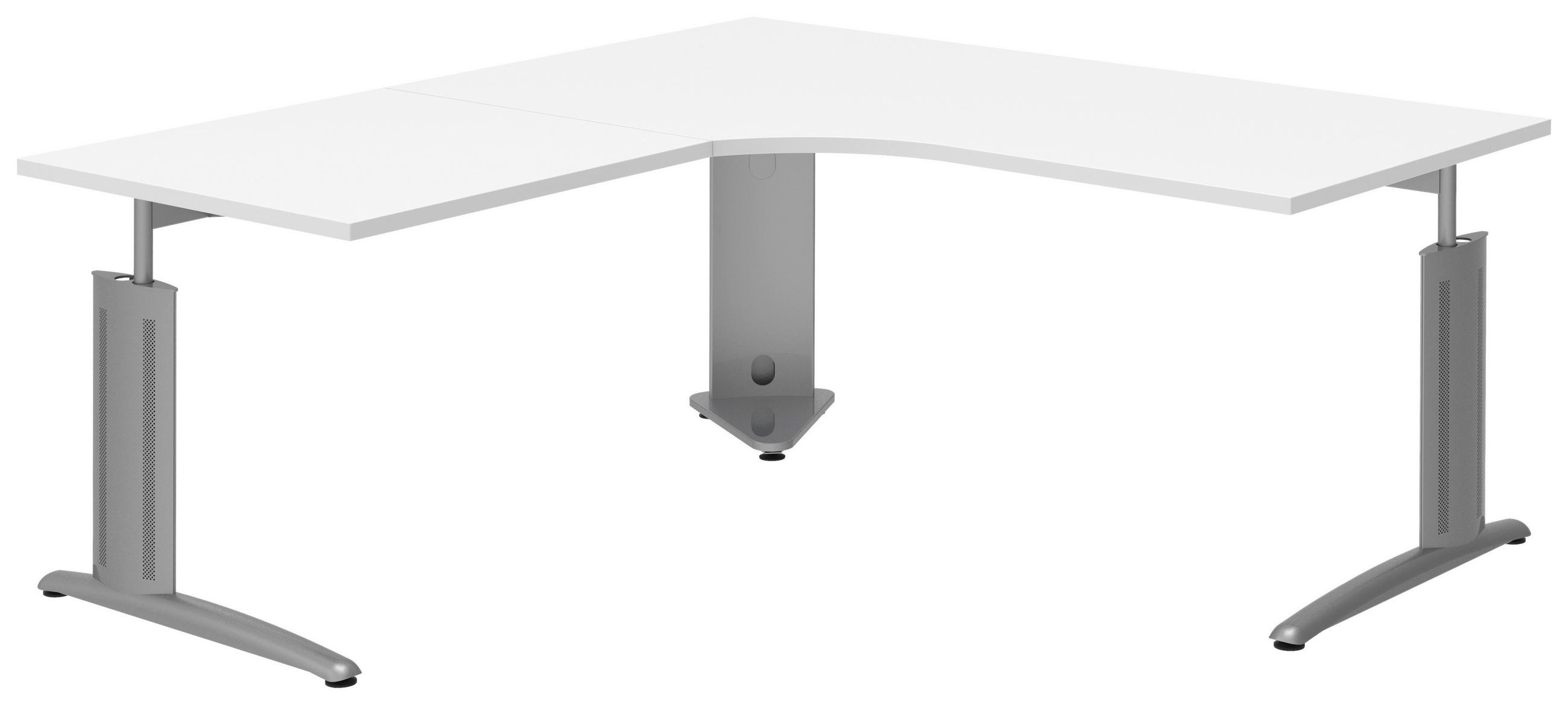 ECKSCHREIBTISCH 180/80/70-82 cm  in Weiß, Alufarben  - Alufarben/Weiß, KONVENTIONELL, Holzwerkstoff/Metall (180/80/70-82cm) - Moderano