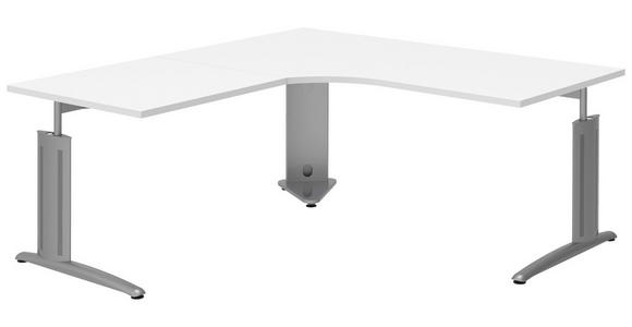 ECKSCHREIBTISCH 180/80/70-82 cm  in Weiß, Alufarben  - Alufarben/Weiß, KONVENTIONELL, Holzwerkstoff/Metall (180/80/70-82cm) - Moderano