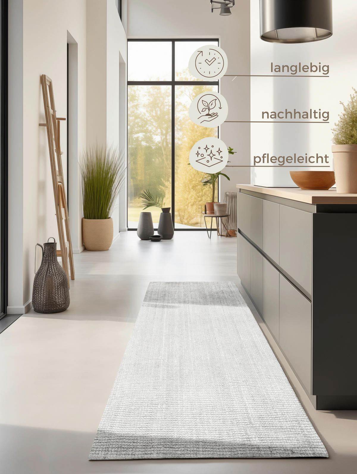 JUTETEPPICH 80/200 cm Bouclé Weiß rechteckig  - Weiß, Basics, Textil (80/200cm) - Hanse Home