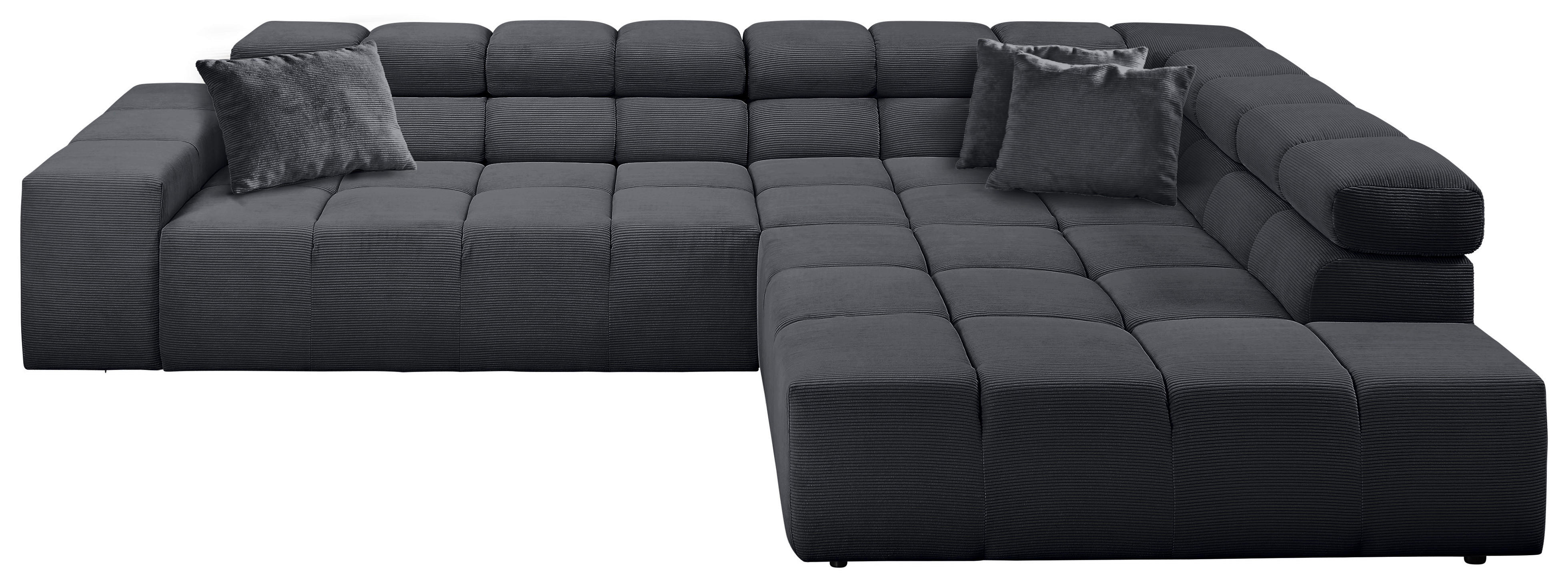 ECKSOFA in Cord Anthrazit  319/215 cm  - Anthrazit/Schwarz, Design, Kunststoff/Textil (319/215cm) - Hom`in