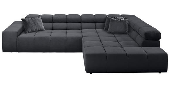 ECKSOFA Anthrazit Cord  - Anthrazit/Schwarz, Design, Kunststoff/Textil (319/215cm) - Hom`in