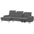 ECKSOFA in Flachgewebe Grau  - Schwarz/Grau, LIFESTYLE, Textil/Metall (180/310cm) - Valnatura