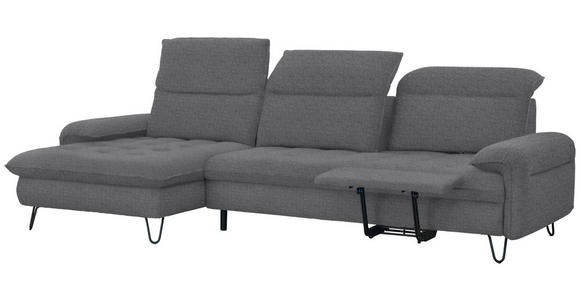 ECKSOFA in Flachgewebe Grau  - Schwarz/Grau, LIFESTYLE, Textil/Metall (180/310cm) - Valnatura