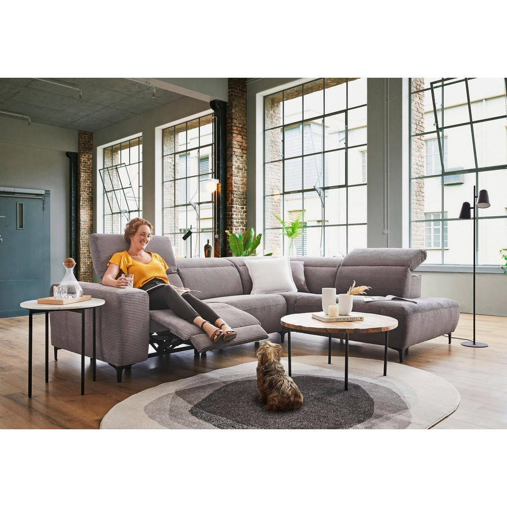 Thumbnail - Pure Home Lifestyle Ecksofa, Dunkelgrau, Textil, Uni, Ottomane rechts, L-Form, 290x223 cm, Blauer Engel, Goldenes M, Dgm...