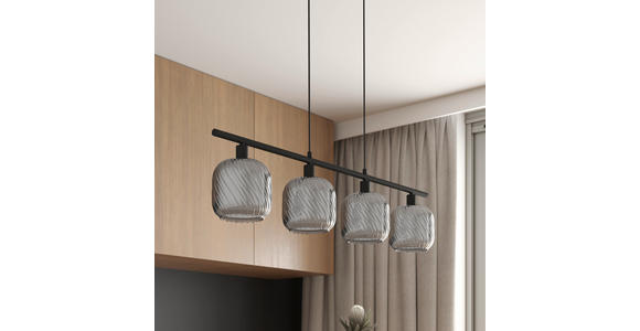 HÄNGELEUCHTE Asellus 100/15/150 cm  - Schwarz/Weiß, Basics, Glas/Metall (100/15/150cm) - Novel