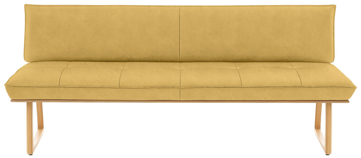 SITZBANK in Holz, Leder Gelb, Wildeiche  - Wildeiche/Eichefarben, Design, Leder/Holz (214/88/66cm) - Koinor
