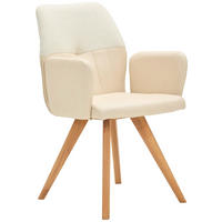 ARMLEHNSTUHL  in Lederlook, Webstoff  - Wildeiche/Beige, KONVENTIONELL, Holz/Textil (57/87/63cm) - Valdera