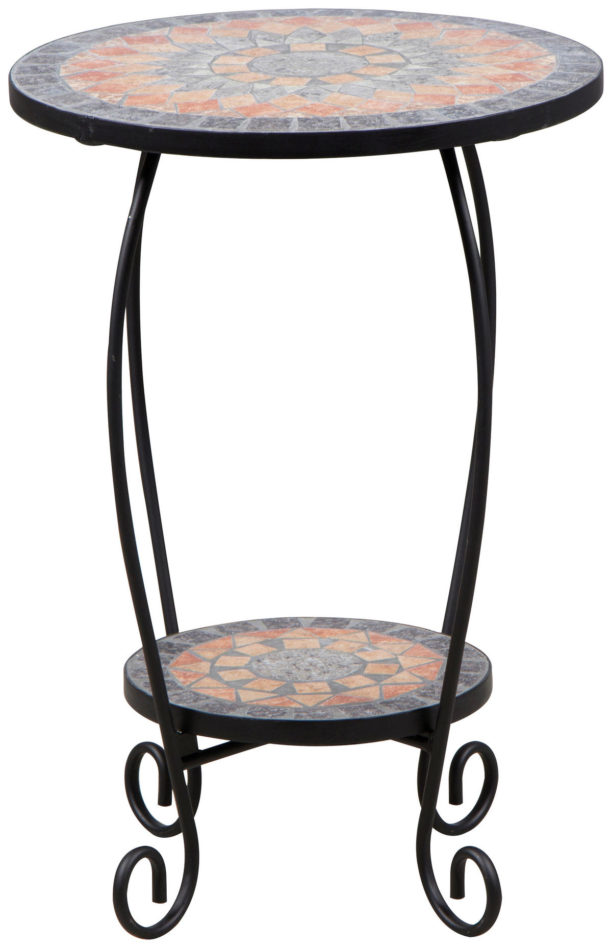 GARTENBEISTELLTISCH 41/41/59 cm Metall, Keramik  - Multicolor/Schwarz, MODERN, Keramik/Metall (41/41/59cm) - Siena Garden