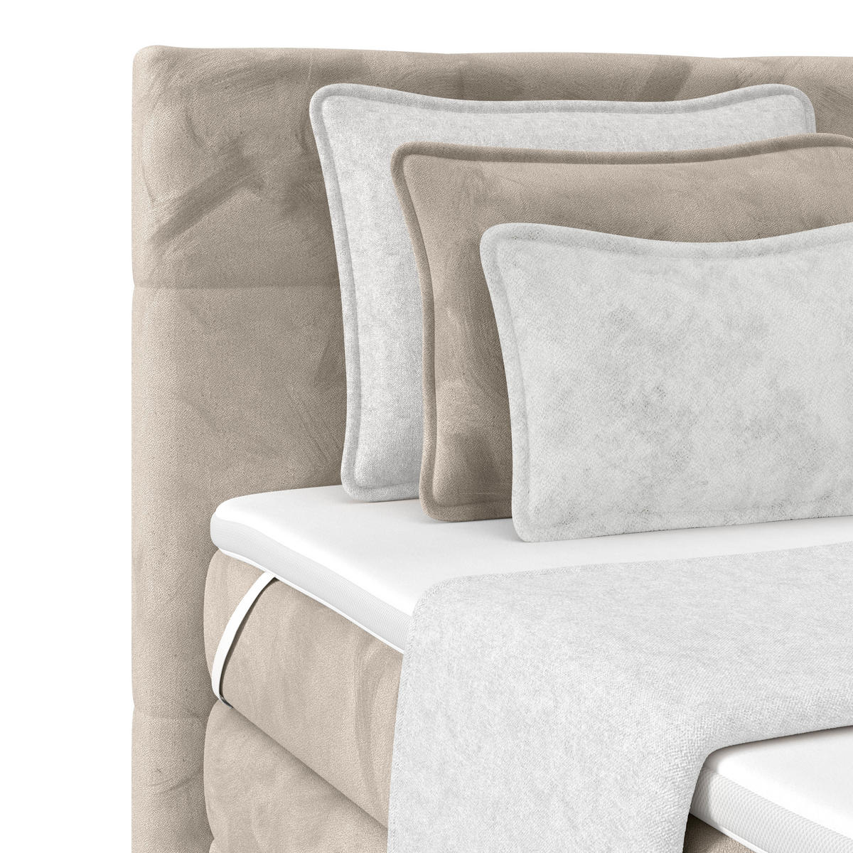 BOXSPRINGBETT 160/200 cm,  in Taupe, gepolstertes Kopfteil, Bettkasten, Topper, Matratzen, H4 + H4 = sehr fest  - Taupe, KONVENTIONELL, Holz/Holzwerkstoff (160/200cm) - Luca Bessoni