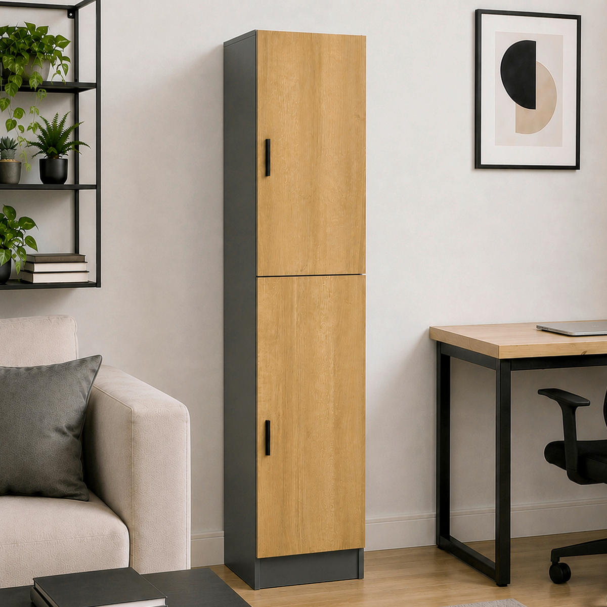 AKTENSCHRANK Anthrazit, Honigeiche  - Honigeiche/Anthrazit, MODERN, Holzwerkstoff (38/183/32cm) - MID.YOU