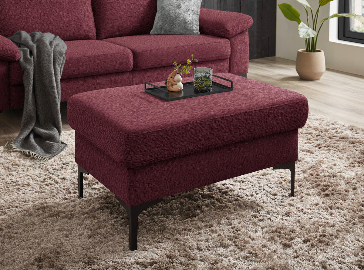 2,5-SITZER in Flachgewebe Rot  - Rot/Schwarz, Design, Textil/Metall (206/86/97cm) - Pure Home Lifestyle