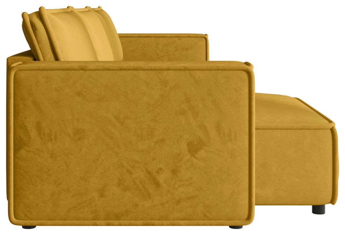 ECKSOFA Senfgelb Webstoff Zierkissen, Rückenkissen, Rücken echt  - Senfgelb/Schwarz, MODERN, Kunststoff/Textil (153/350cm) - Xora