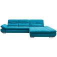 ECKSOFA Türkis Mikrofaser  - Türkis/Schwarz, Design, Textil/Metall (204/341cm) - Xora