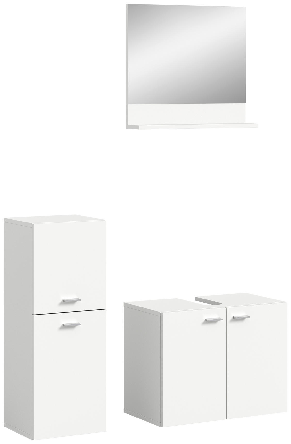 BADEZIMMER 3-teilig  in 87 cm  - Silberfarben/Weiß, MODERN, Glas/Holzwerkstoff (87cm) - MID.YOU