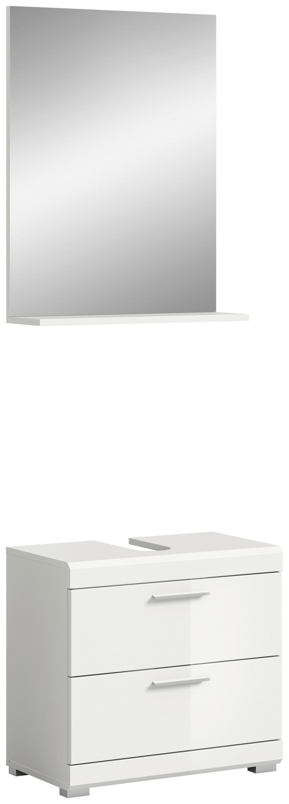 BADEZIMMER 2-teilig  in 60 cm  - Weiß Hochglanz/Silberfarben, MODERN, Glas/Holzwerkstoff (60cm) - MID.YOU