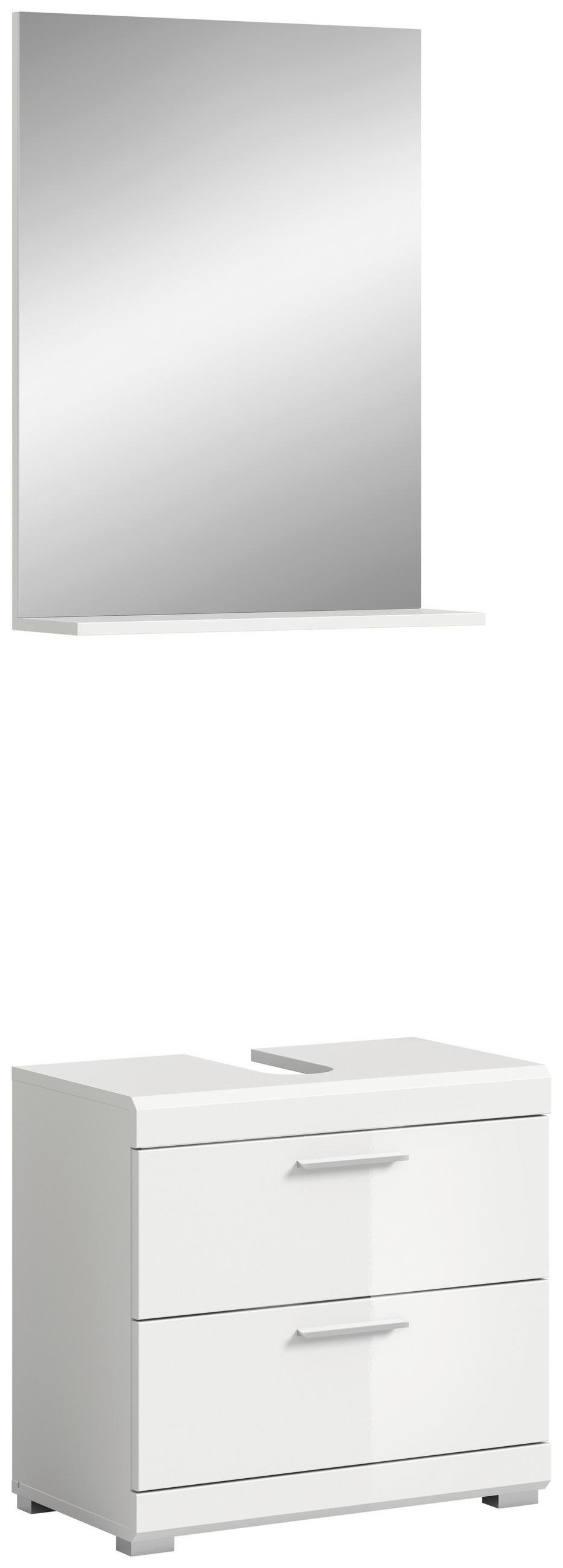 BADEZIMMER 2-teilig  in 60 cm  - Weiß Hochglanz/Silberfarben, MODERN, Glas/Holzwerkstoff (60cm) - MID.YOU