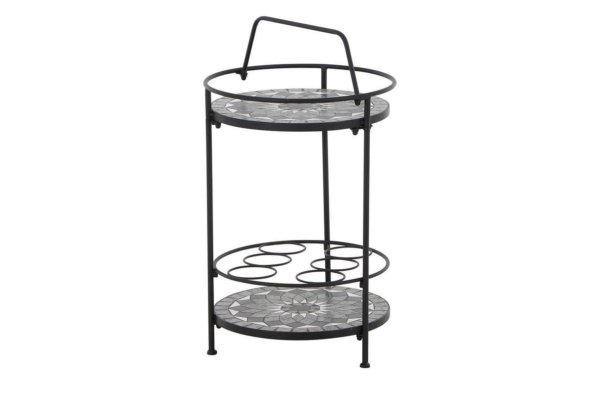 GARTENTISCH 42/42/74 cm Metall, Keramik rund  - Schwarz, KONVENTIONELL, Keramik/Metall (42/42/74cm) - Siena Garden