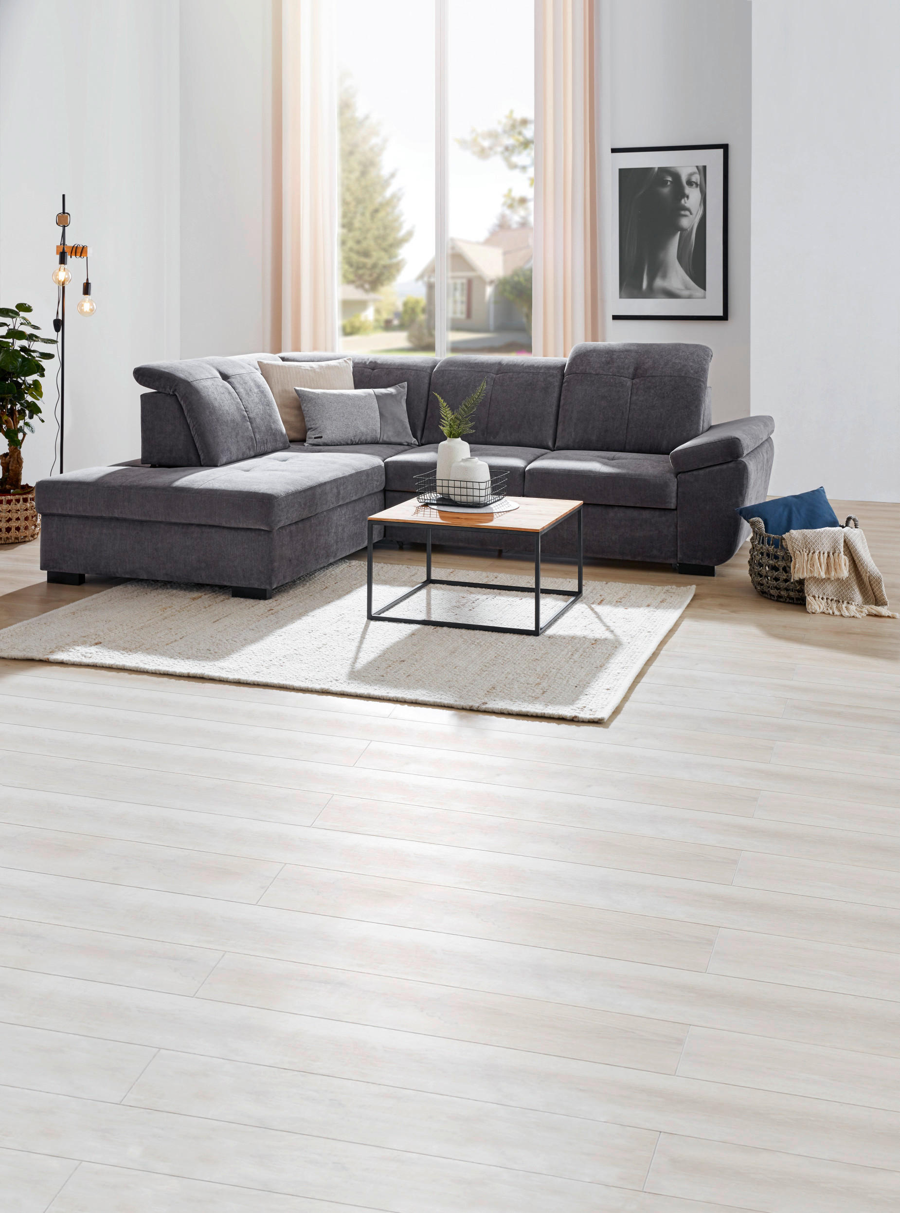 UGAONA GARNITURA siva  - siva/crna, Konvencionalno, tekstil/drvo (202/280cm) - Xora