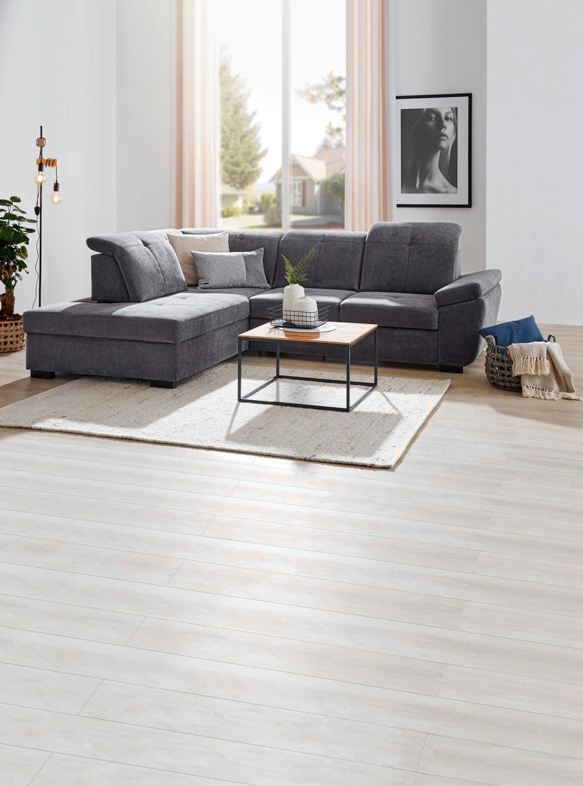 ECKSOFA in Webstoff Grau  - Schwarz/Grau, Konventionell, Holz/Textil (202/280cm) - Livetastic