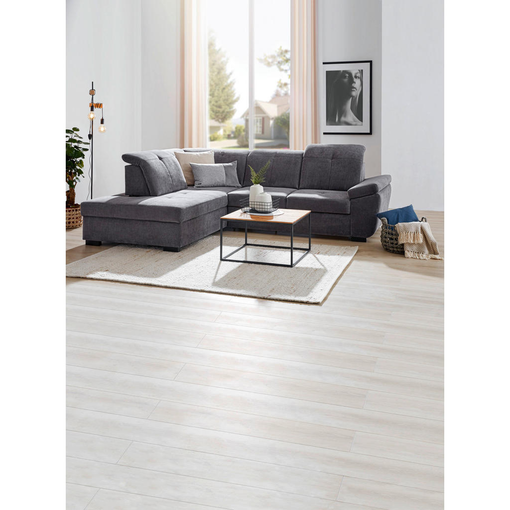 Thumbnail - Xora Ecksofa, Grau, Textil, Buche, Hartholz, Uni, 4-Sitzer, Ottomane links, L-Form, 280x202 cm, seitenverkehrt erhältlic...
