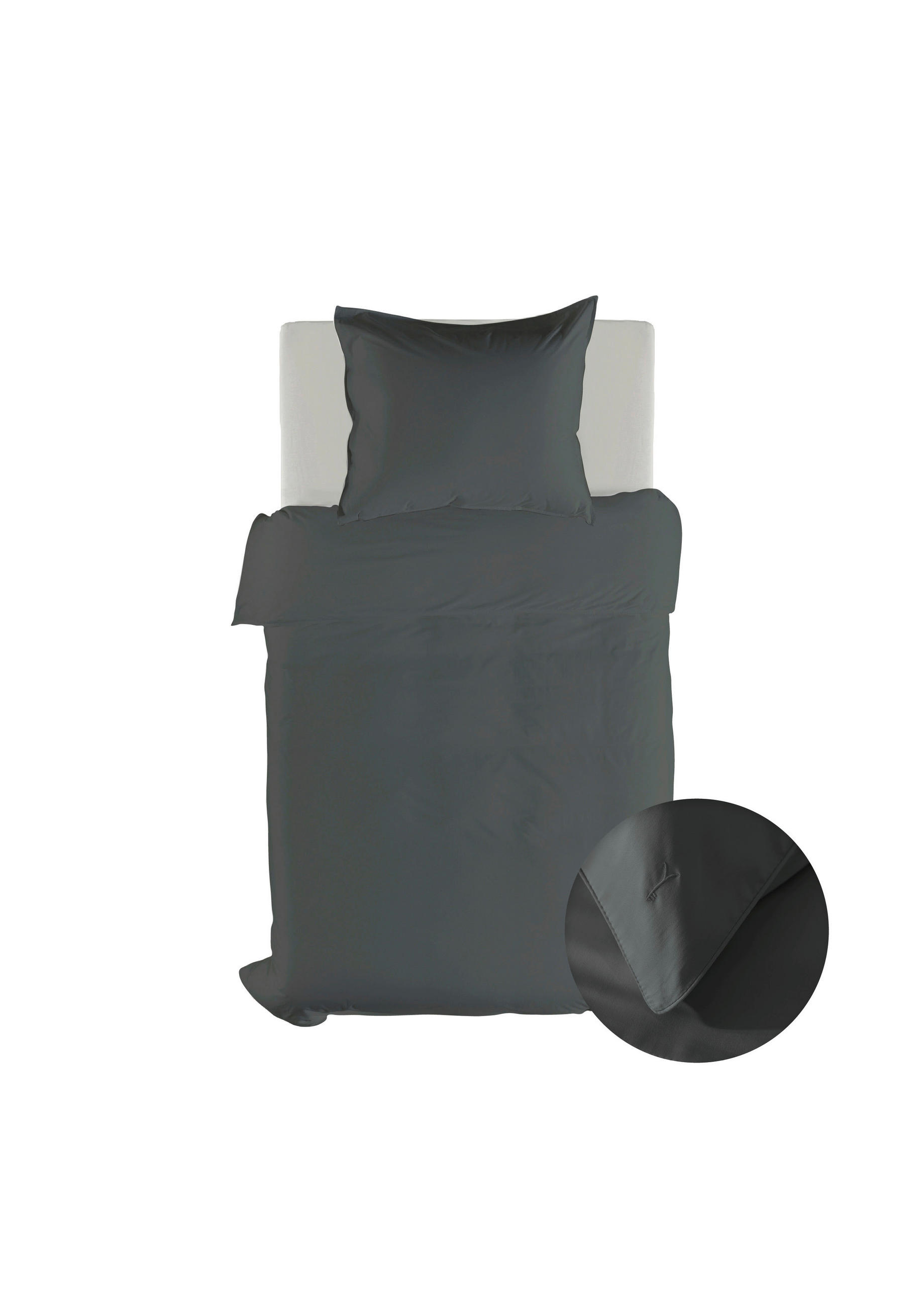 BETTWÄSCHE Suite-Dubai Makosatin 155/220 cm  - Dunkelgrau, Basics, Textil (155/220cm)