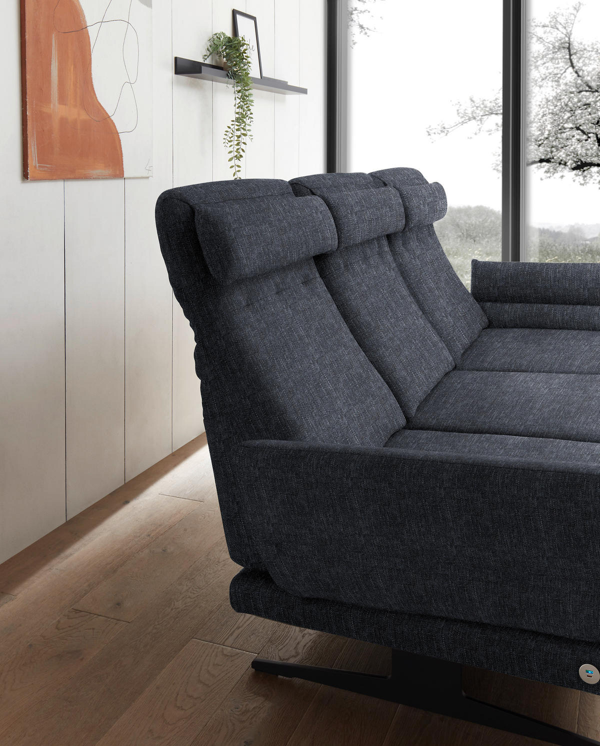 ECKSOFA in Flachgewebe Grau  279-327/176-217 cm  - Schwarz/Grau, Design, Textil/Metall (279-327/176-217cm) - Dieter Knoll