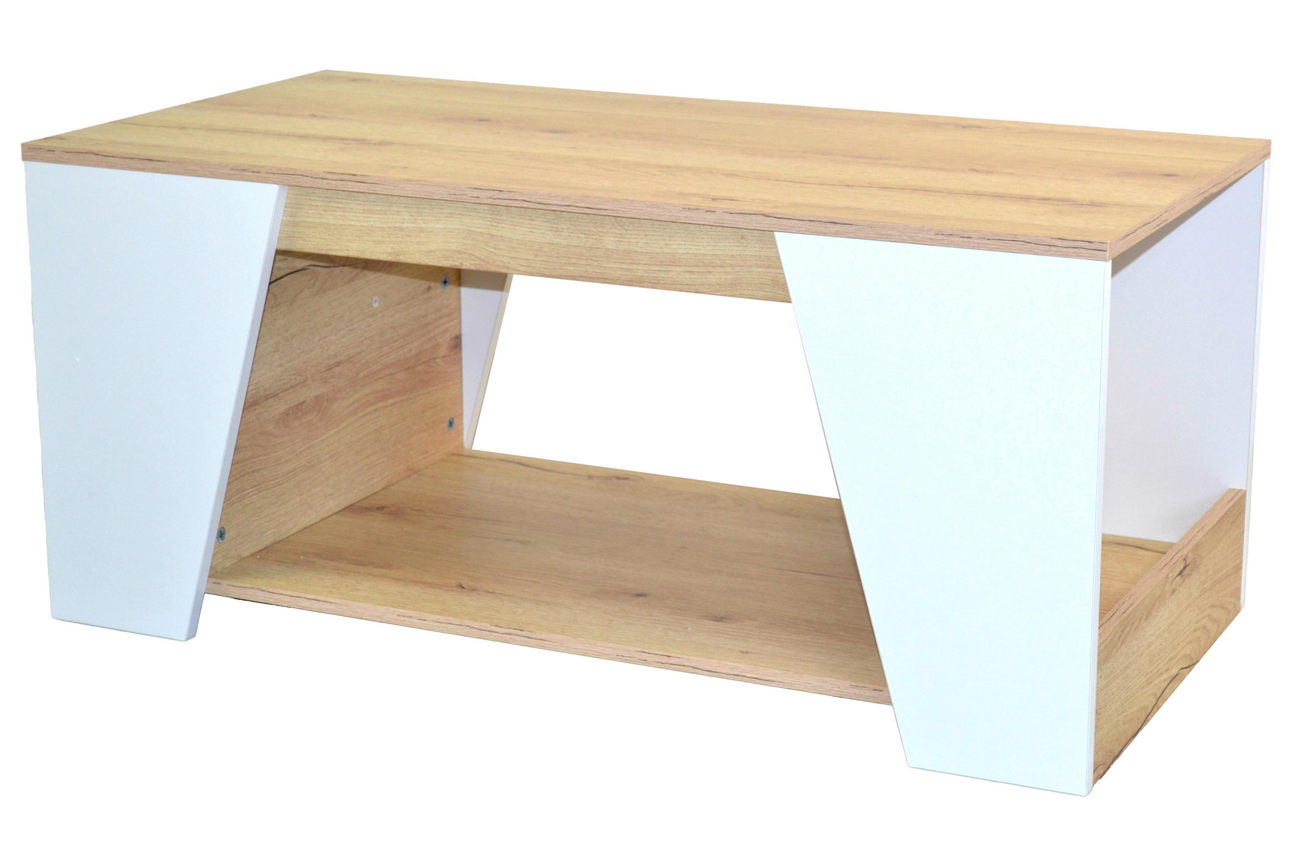 COUCHTISCH 100/50/45 cm rechteckig Weiß, Eichefarben  - Eichefarben/Weiß, Design, Holzwerkstoff (100/50/45cm) - MID.YOU