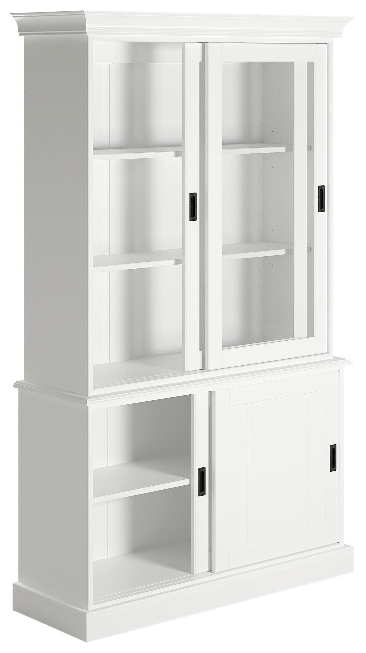 VITRINE  in massiv Kiefer Weiß  - Klar/Schwarz, ROMANTIK / LANDHAUS, Glas/Holz (115/191/40cm) - Livetastic