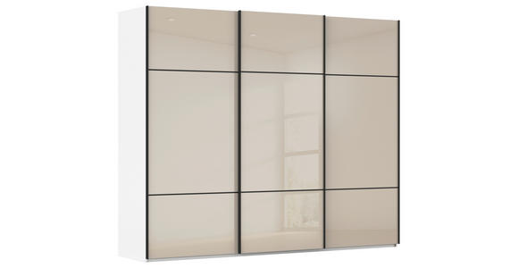 SCHWEBETÜRENSCHRANK  in Weiß, Champagner  - Champagner/Schwarz, KONVENTIONELL, Glas/Holzwerkstoff (271/223/68cm) - Novel