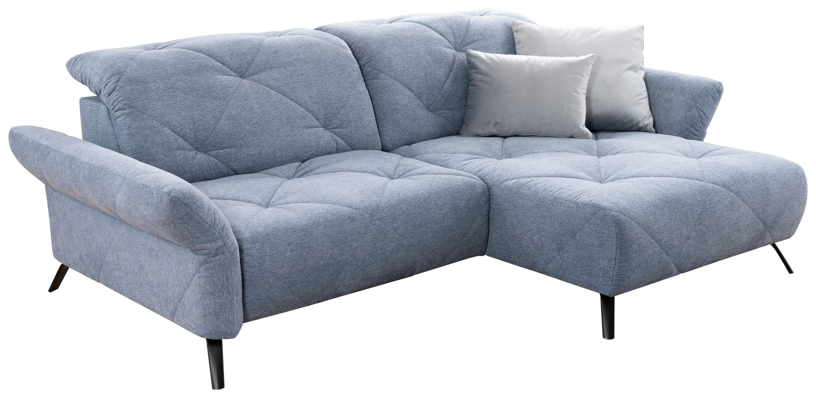 ECKSOFA in Webstoff Blau  - Blau/Schwarz, Design, Textil/Metall (244/173cm) - Moderano