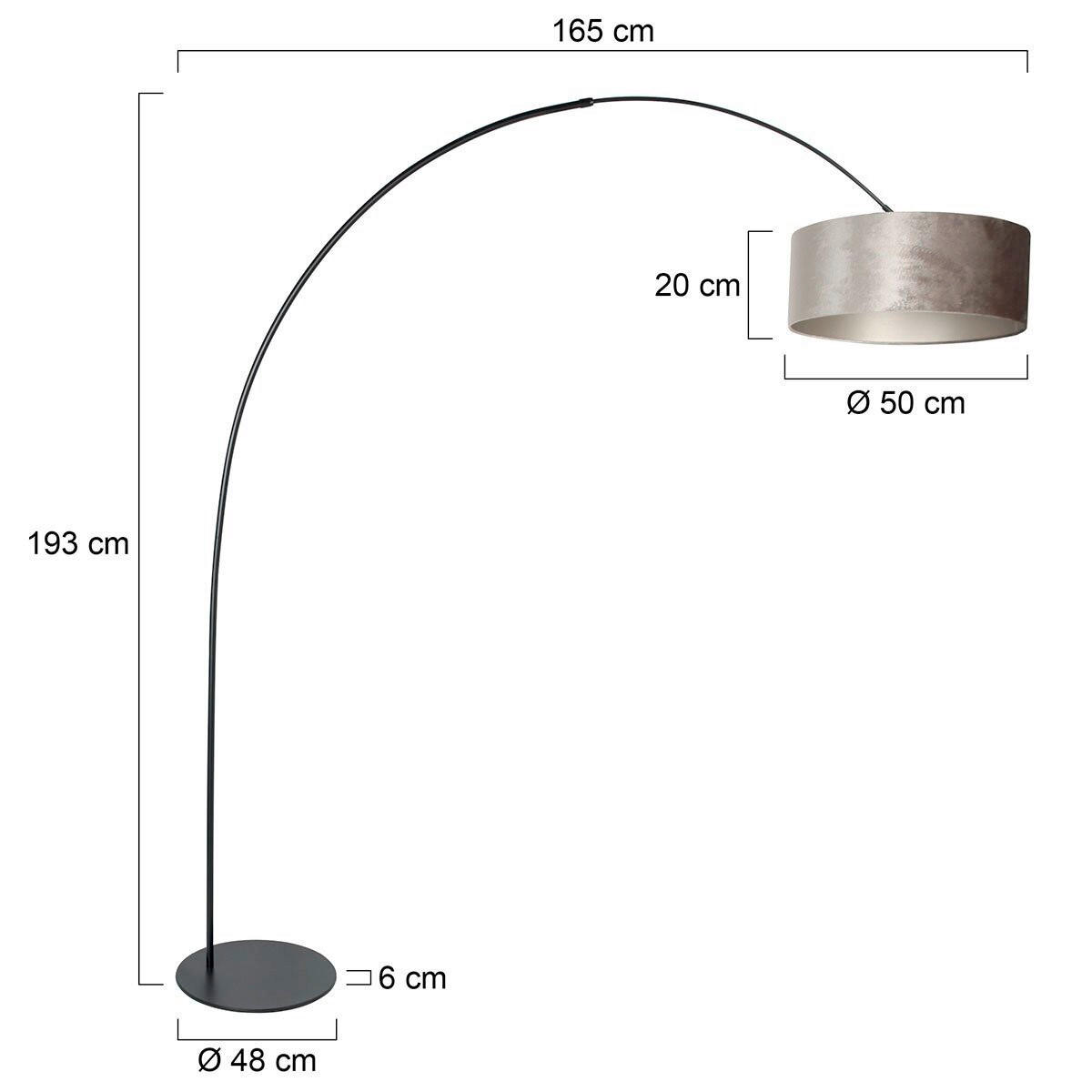 STEHLEUCHTE CURVE 50/240/230 cm  - Silberfarben/Schwarz, Trend, Textil/Metall (50/240/230cm)