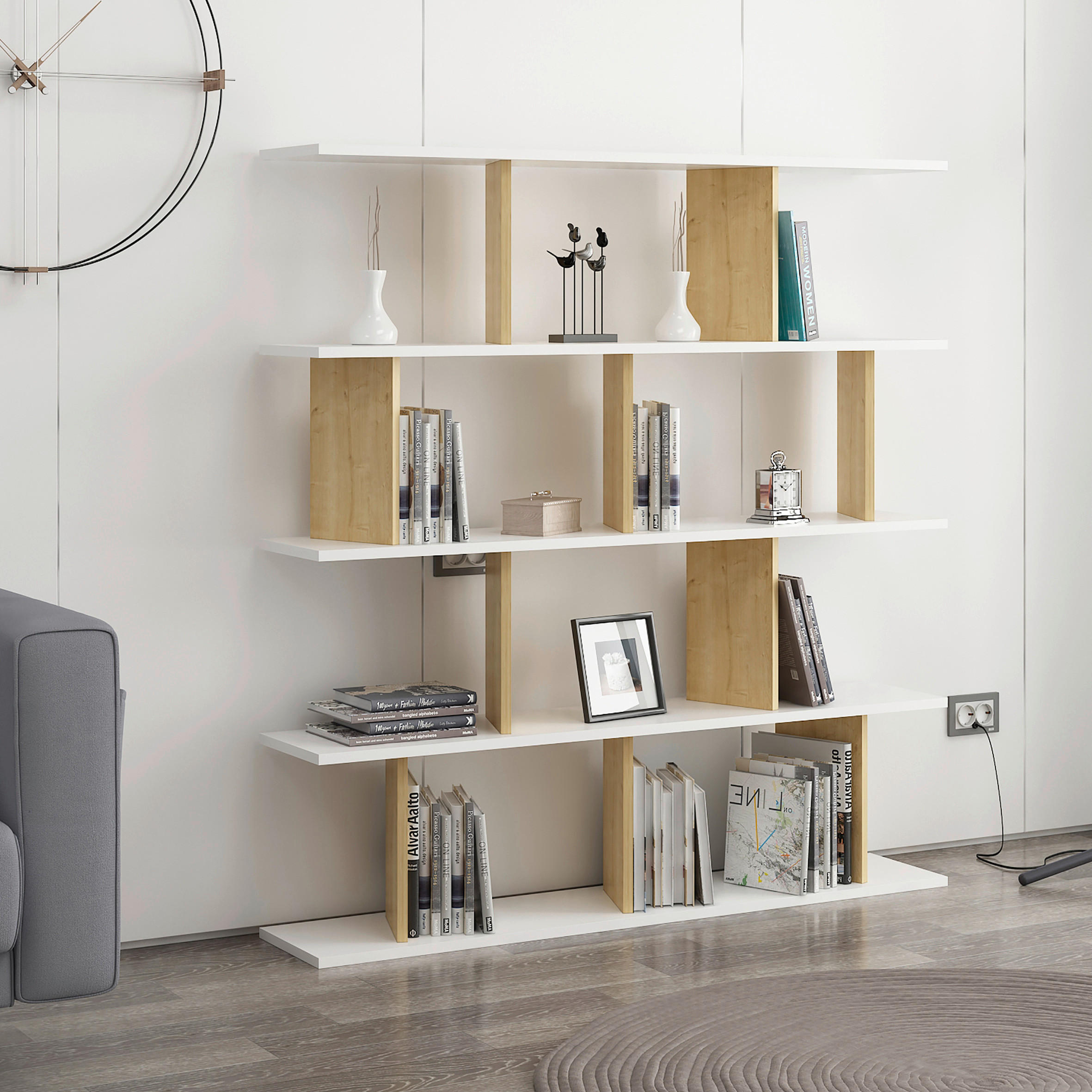 REGAL  130/137/25 cm Weiss  - Weiss, Design, Holzwerkstoff (130/137/25cm) - Livetastic