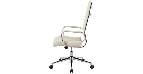 DREHSTUHL Chromfarben, Beige  - Chromfarben/Beige, KONVENTIONELL, Leder/Kunststoff (63,5/103/112.5/55,5cm) - Venda