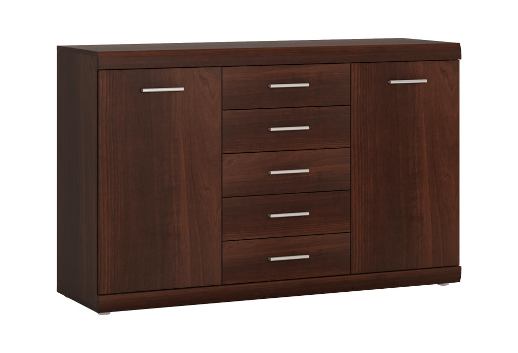 KOMODA, farba vlašského orecha, 140/90/45 cm - chrómová/farba vlašského orecha, Konventionell, kompozitné drevo/plast (140/90/45cm) - Venda