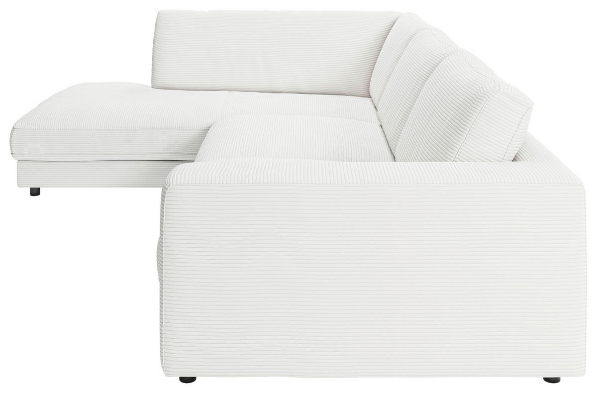 ECKSOFA in Cord Weiss  - Weiss/Schwarz, Design, Kunststoff/Textil (224/325cm) - Pure Home Lifestyle