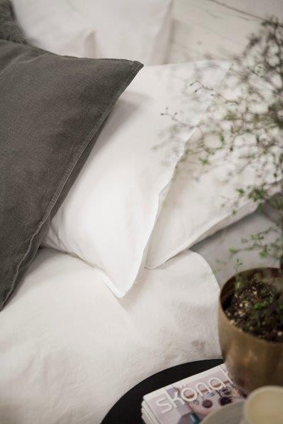 PÅSLAKANSET linneimitation 150/210 cm  - vit, Klassisk, textil (150/210cm)