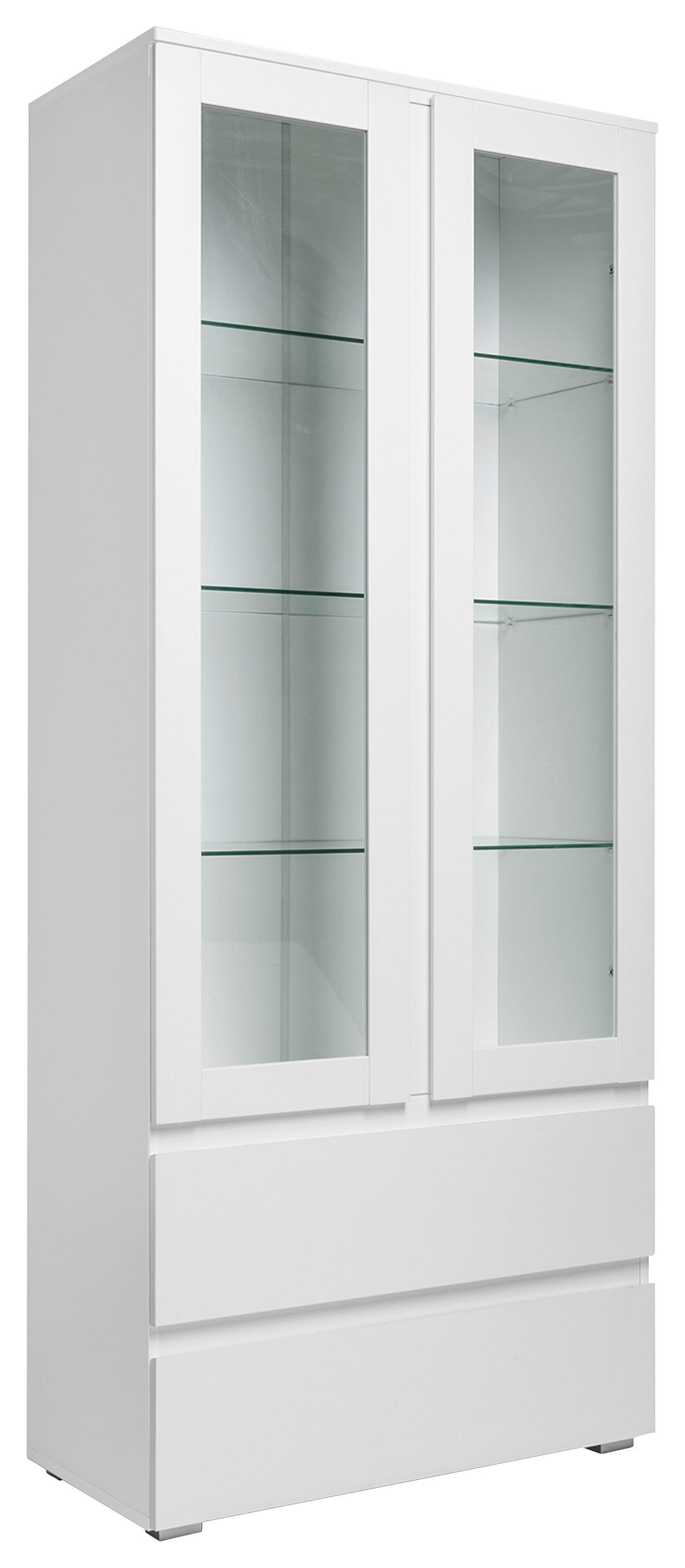 VITRINE  in Weiß  - Silberfarben/Weiß, KONVENTIONELL, Glas/Holzwerkstoff (80/191/40cm) - MID.YOU
