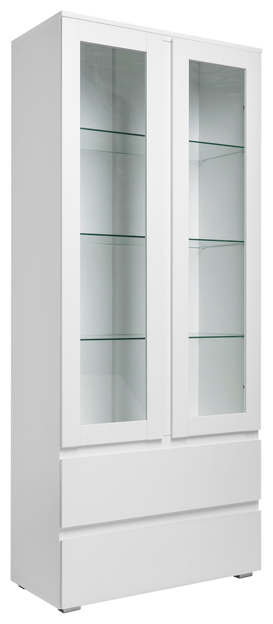 VITRINE Weiß  - Silberfarben/Weiß, KONVENTIONELL, Glas (80/191/40cm) - MID.YOU